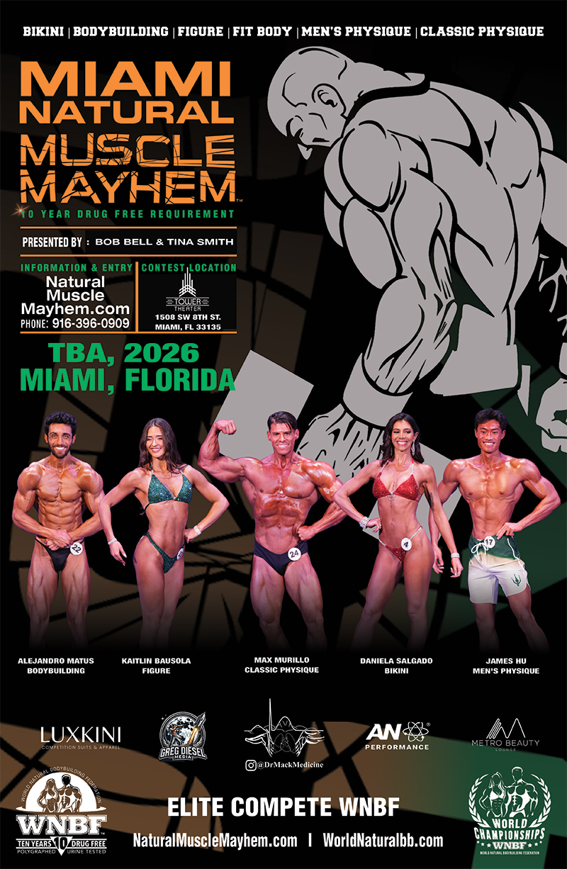 TBA 2026 WNBF Miami Natural Muscle Mayhem 11x17